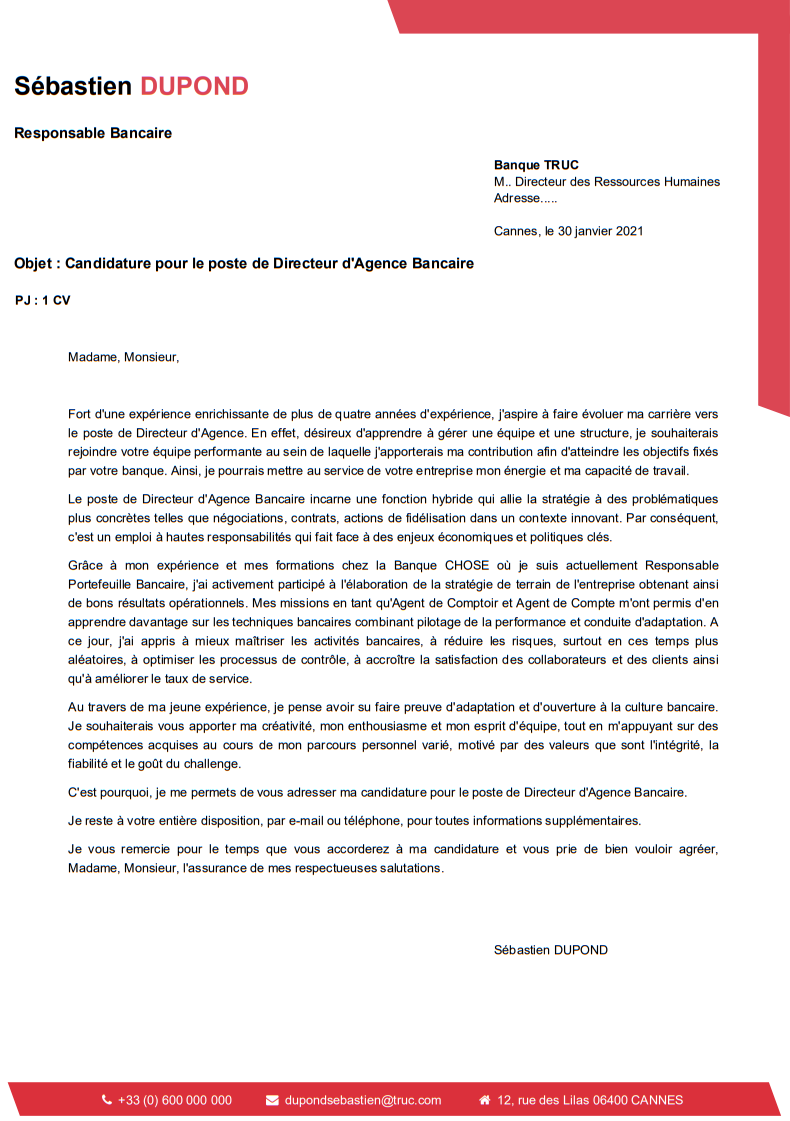 lettre de motivation modèle Crater