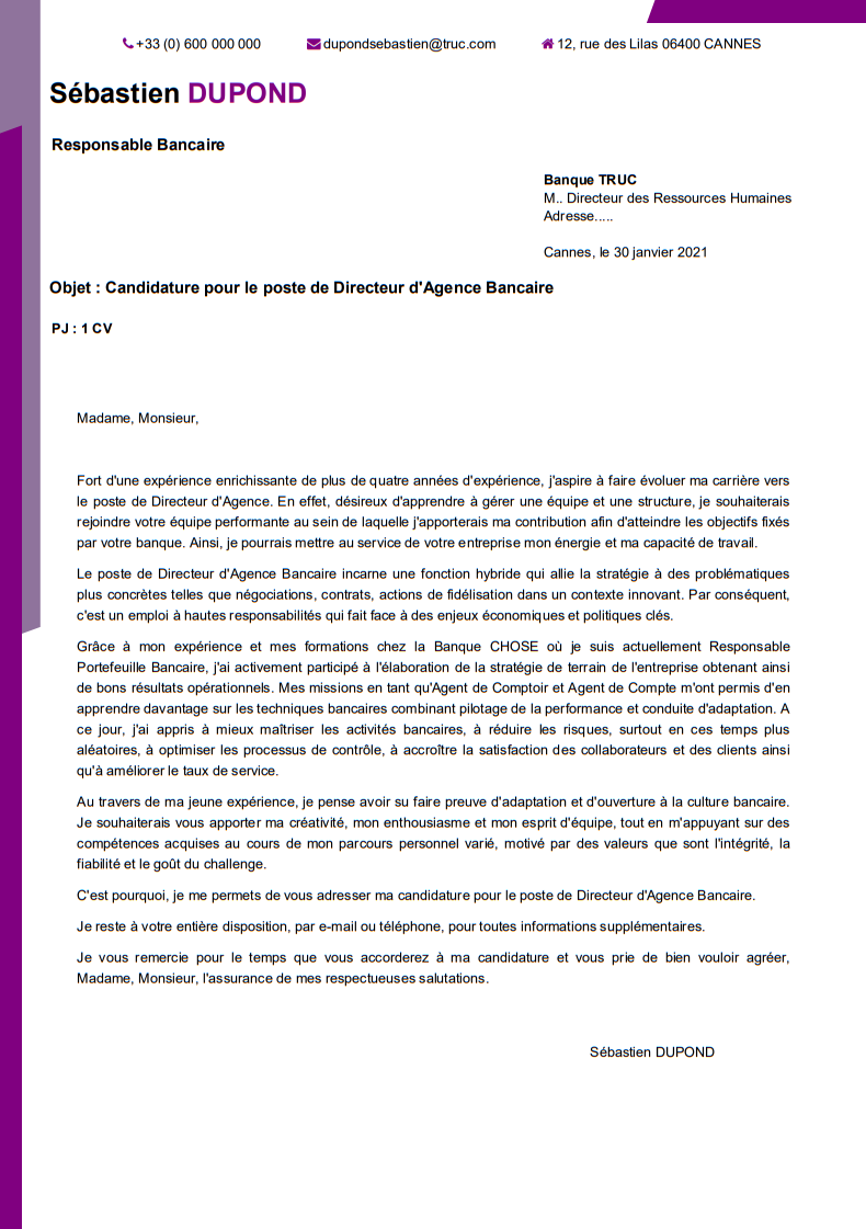 lettre de motivation modèle Pictor